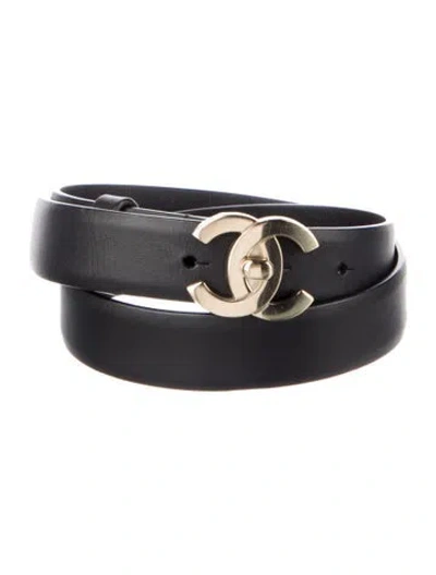 Pre-owned Chanel 2018 Interlocking Cc Logo Waist Belt In Black