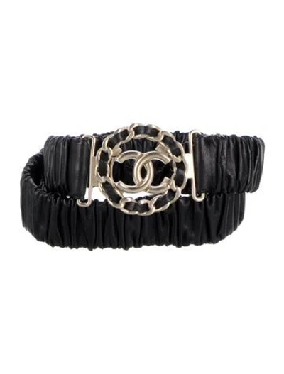 Pre-owned Chanel 2018 Interlocking Cc Logo Waist Belt In Black