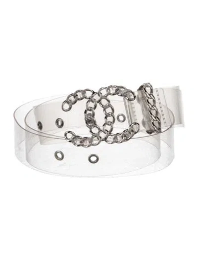 Pre-owned Chanel 2018 Interlocking Cc Logo Waist Belt In Clear