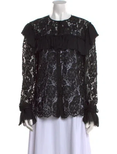 Pre-owned Chanel 2018 Lace Pattern Blouse In Black