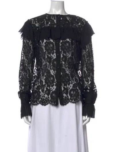 Pre-owned Chanel 2018 Lace Pattern Blouse In Black