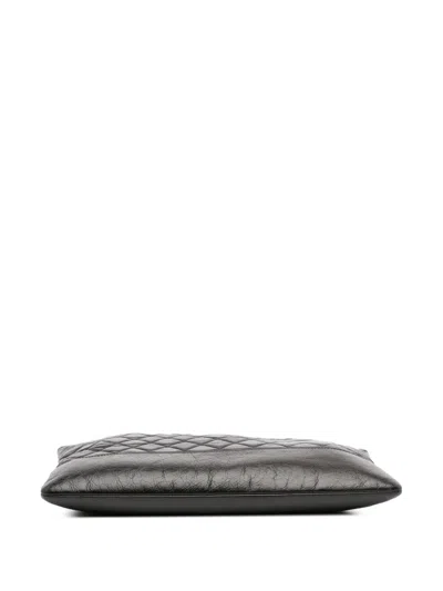 Pre-owned Chanel 2018 Large Aged Calfskin Gabrielle O Case Clutch Bag In Black