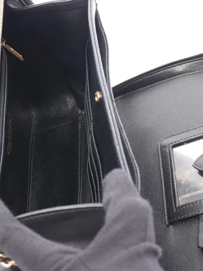 Pre-owned Chanel 2018 Large Caviar Cc Filigree Vanity Case Satchel In Black