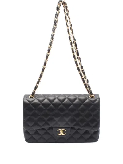 Pre-owned Chanel 2018 Large Decamatelassé 30 Classic Shoulder Bag In Black