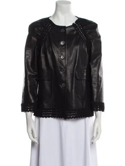 Pre-owned Chanel 2018 Leather Biker Jacket In Black