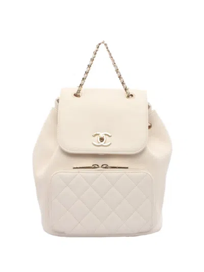 Pre-owned Chanel 2018 Matelasse Backpack In White