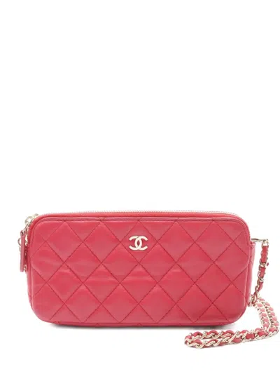 Pre-owned Chanel 2018 Matelasse Chain Wallet In Pink