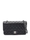 Chanel Black Quilted Caviar Leather Classic Double Flap 26 In Black
