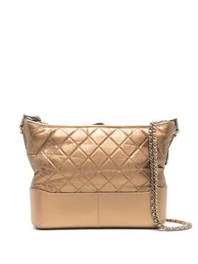 Pre-owned Chanel 2018 Medium Gabrielle Crossbody Bag In Gold