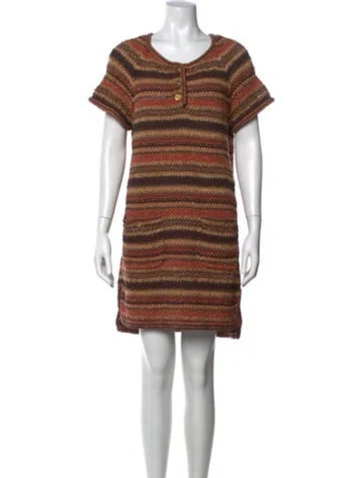 Pre-owned Chanel 2018 Mini Dress In Brown