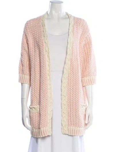 Pre-owned Chanel 2018 Open Front Sweater In Pink