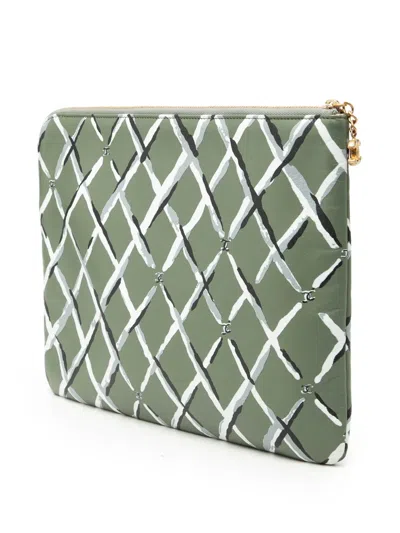 Pre-owned Chanel 2018 Paris Greece Painted Leather Clutch Bag In Green