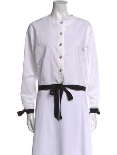 Pre-owned Chanel 2018 Patterned Blouse In White