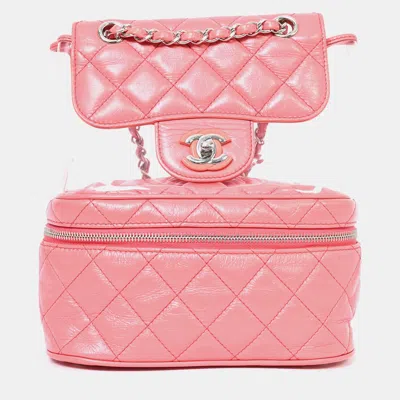 Pre-owned Chanel 2018 Pink Calfskin Leather/pvc 'aquarium' Backpack