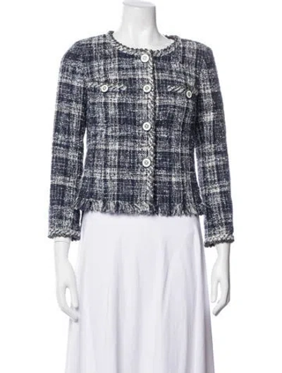 Pre-owned Chanel 2018 Plaid Print Jacket In Blue