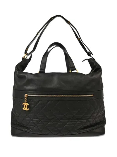 Pre-owned Chanel 2018 Quilted Caviar Leather Handbag In Black