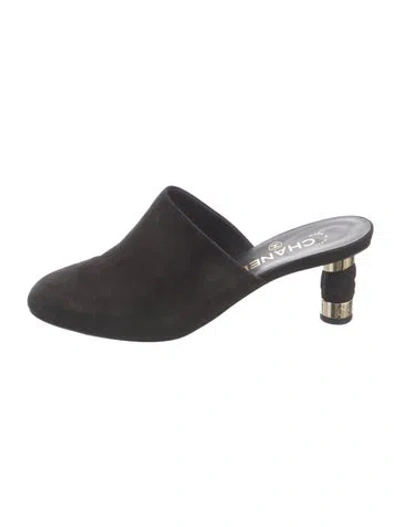 Pre-owned Chanel 2018 Quilted Pattern Mules In Black