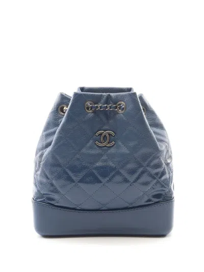 Pre-owned Chanel 2018 Small Calfskin Gabrielle Backpack In Blue