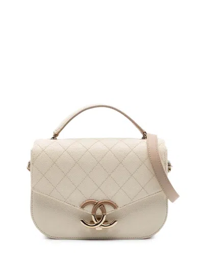 Pre-owned Chanel 2018 Small Caviar Paris Cuba Thread Around Flap Satchel In Brown