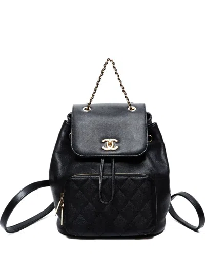 Pre-owned Chanel 2018 Small Diamond-quilting Backpack In Black