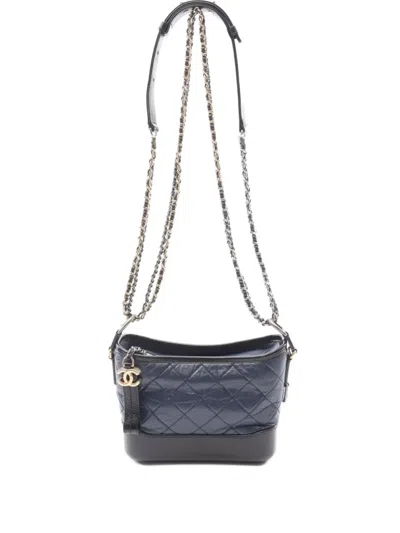 Pre-owned Chanel 2018 Small Gabriel De  Crossbody Bag In Blue