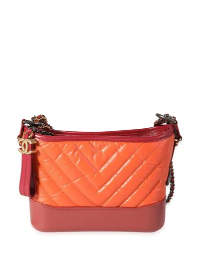 Pre-owned Chanel 2018 Small Gabrielle Shoulder Bag In Orange