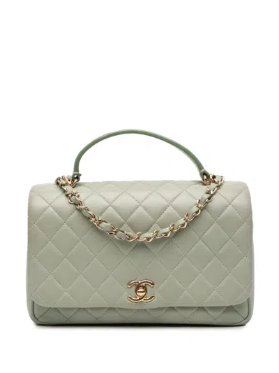 Pre-owned Chanel 2018 Small Quilted Lambskin Citizen Chic Flap Satchel In Green