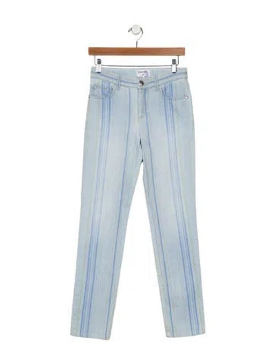 Pre-owned Chanel 2018 Straight Leg Jeans In Blue
