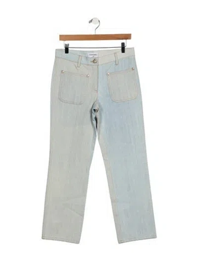 Pre-owned Chanel 2018 Straight Leg Jeans In Blue