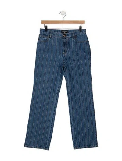 Pre-owned Chanel 2018 Straight Leg Jeans In Blue