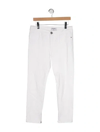 Pre-owned Chanel 2018 Straight Leg Jeans In White