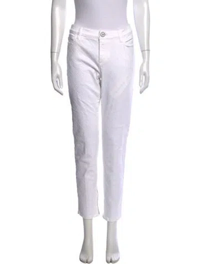 Pre-owned Chanel 2018 Straight Leg Pants In White