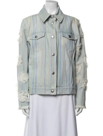 Pre-owned Chanel 2018 Striped Denim Jacket In Blue