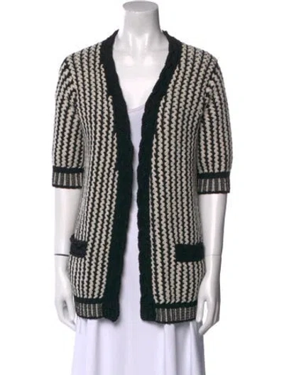 Pre-owned Chanel 2018 Striped Sweater In Black