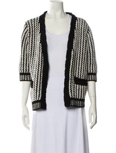 Pre-owned Chanel 2018 Striped Sweater In Black