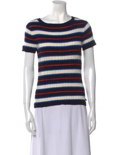 Pre-owned Chanel 2018 Striped Sweater In Blue