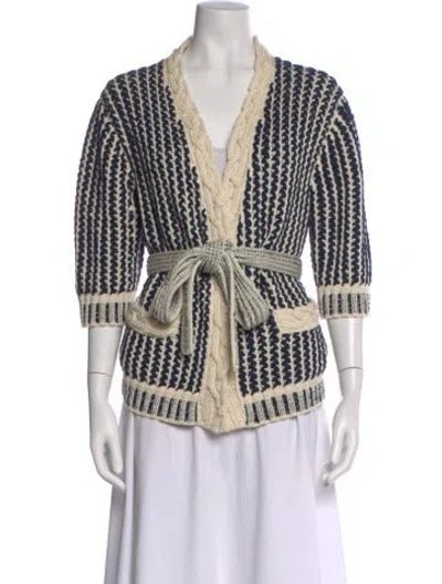 Pre-owned Chanel 2018 Striped Sweater In Blue