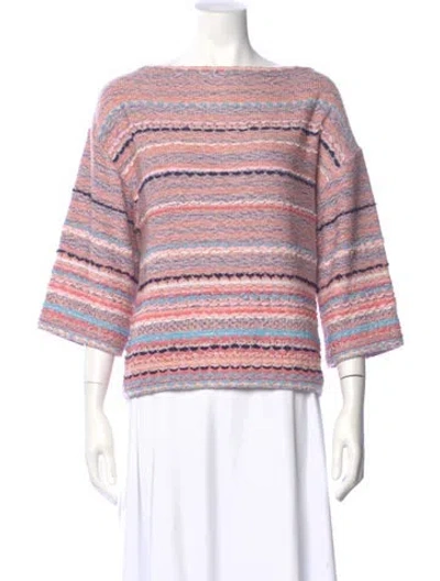 Pre-owned Chanel 2018 Striped Sweater In Pink