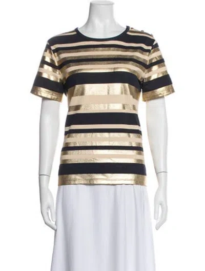 Pre-owned Chanel 2018 Striped T-shirt In Gold/metallic