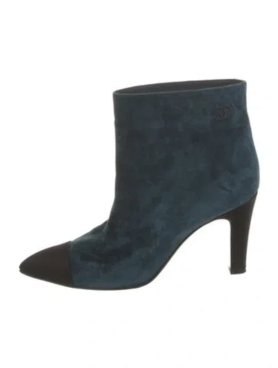 Pre-owned Chanel 2018 Suede Boots In Blue