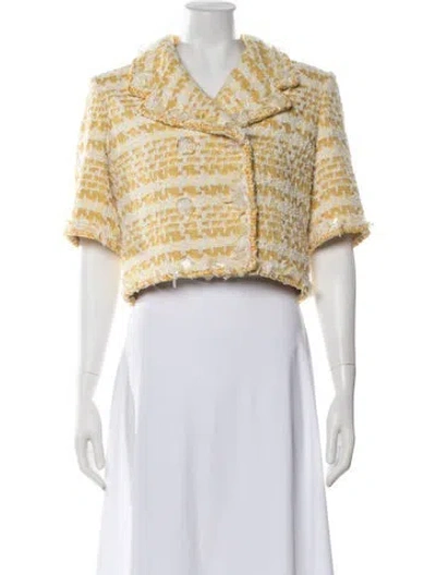 Pre-owned Chanel 2018 Tweed Blazer In Yellow