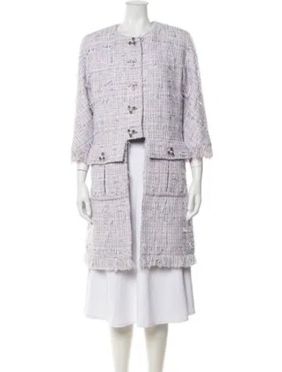 Pre-owned Chanel 2018 Tweed Coat In Purple