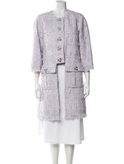 Pre-owned Chanel 2018 Tweed Coat W/ Tags In Purple