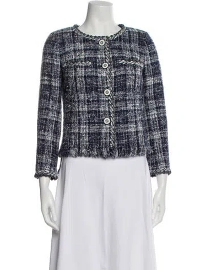Pre-owned Chanel 2018 Tweed Evening Jacket In Blue