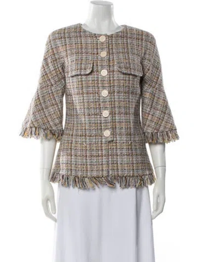 Pre-owned Chanel 2018 Tweed Jacket W/ Tags In Green