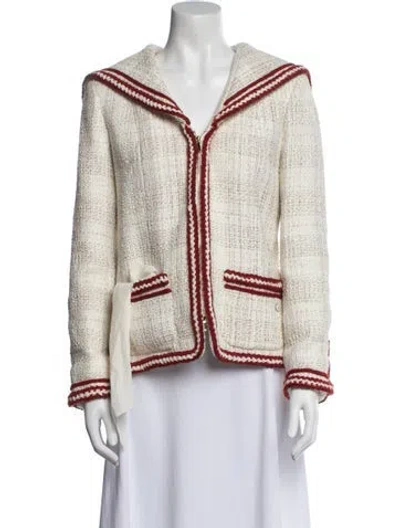 Pre-owned Chanel 2018 Tweed Jacket In White