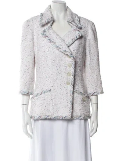 Pre-owned Chanel 2018 Tweed Jacket In White