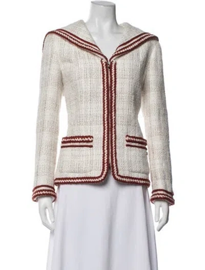 Pre-owned Chanel 2018 Tweed Pattern Blazer In White
