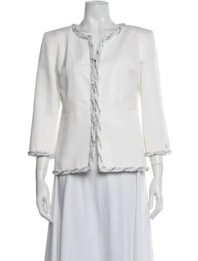Pre-owned Chanel 2018 Tweed Pattern Jacket In White