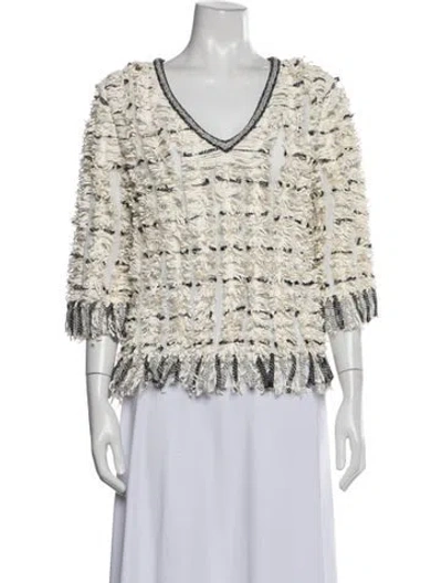 Pre-owned Chanel 2018 Tweed Pattern Sweater W/ Tags In Neutrals